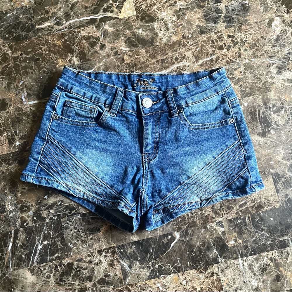 Chiqle Low-rise Denim Shorts, Dark Wash, Small